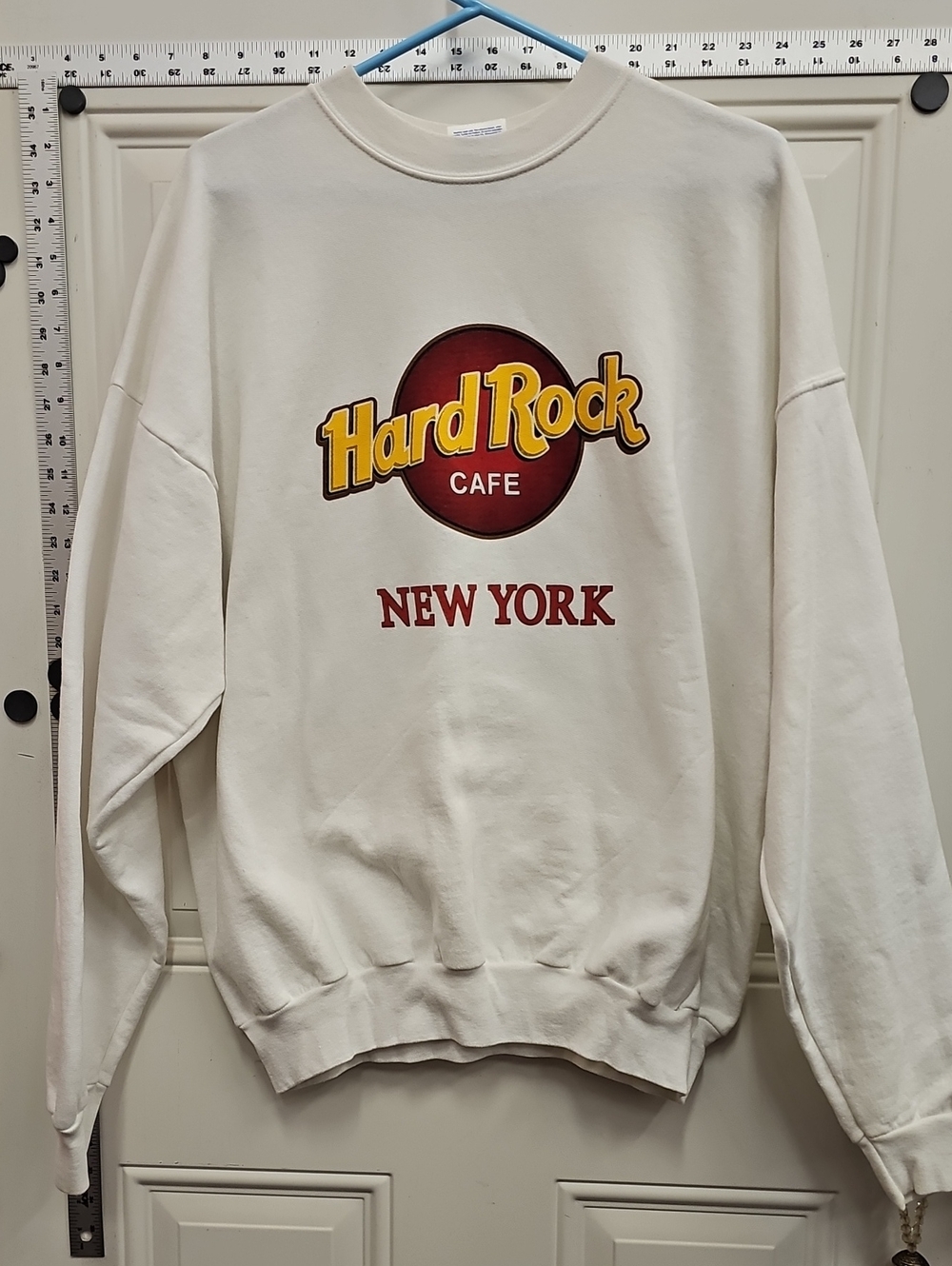 Hard Rock Cafe Cream Crewneck Sweatshirt with Yellow & Maroon Logo
